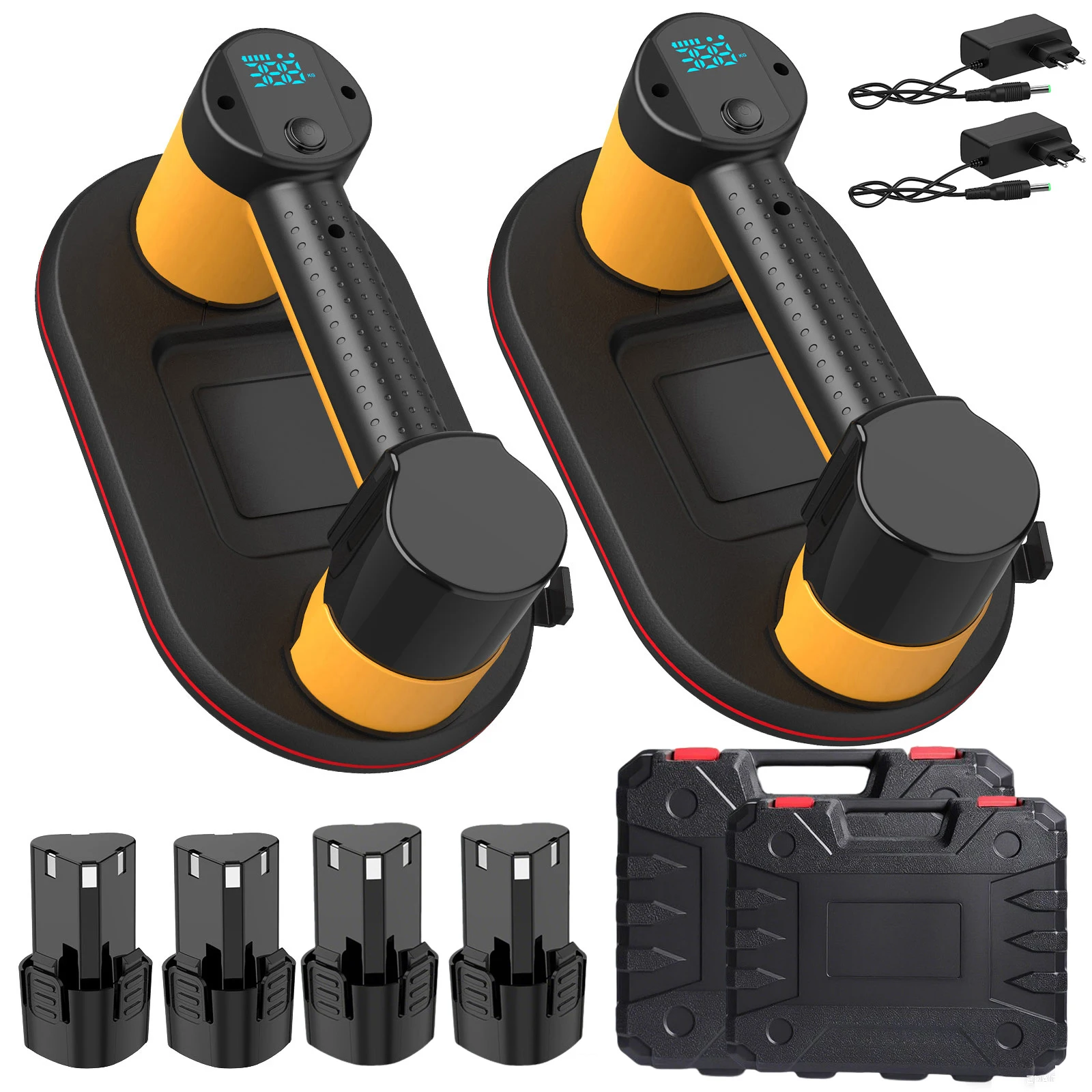 1/2PCS Industriële kwaliteit vacuüm elektrische zuignaplifter 300KG laadvermogen voor graniettegels glas met digitaal display Heavy Duty 3600mAh batterij