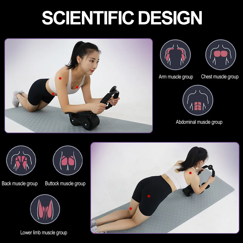 AB عجلة دوارة انتعاش تلقائي لتدريب عضلات البطن واللياقة البدنية ودعم الكوع عجلة دوارة ABS معدات التمرين الأساسية #2