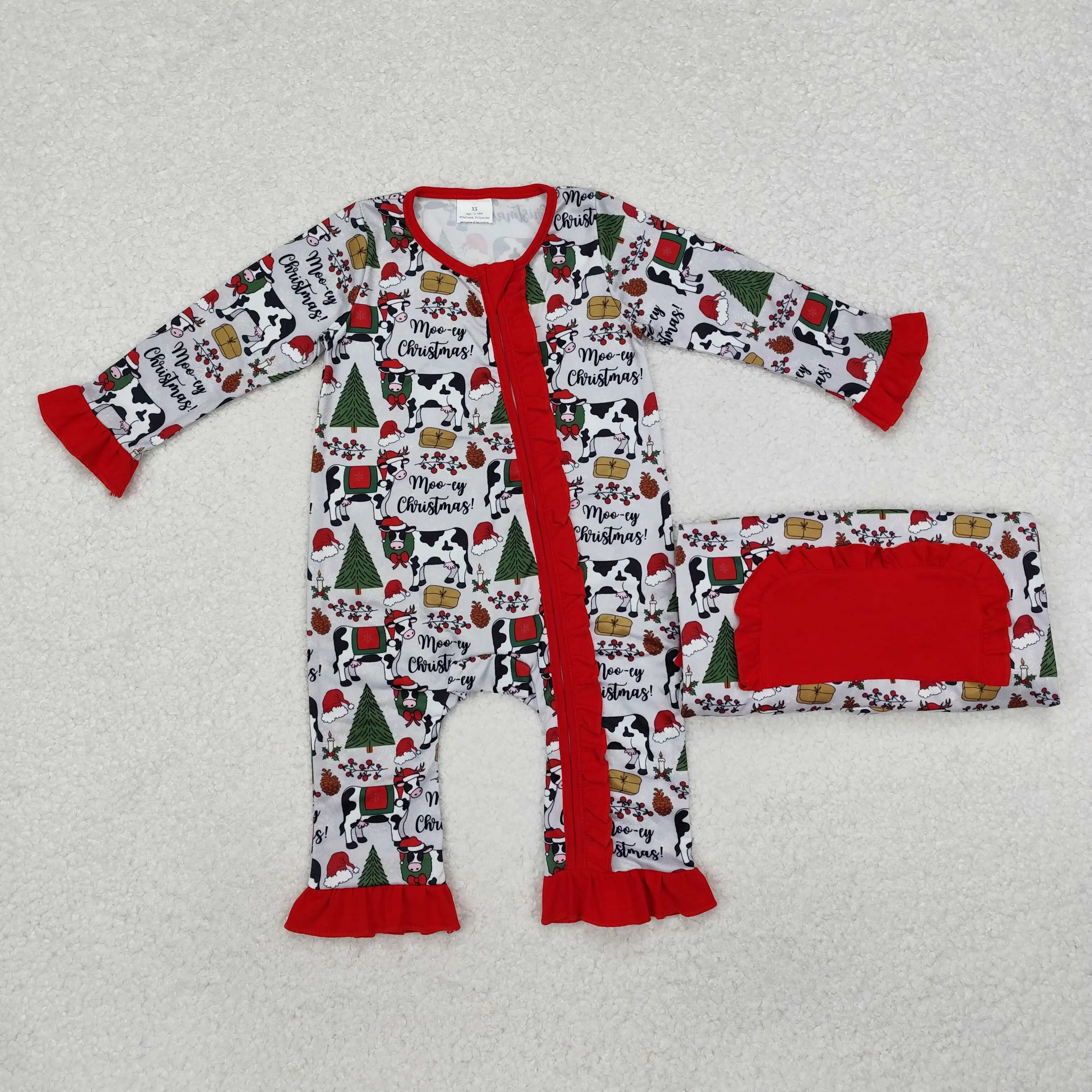 

2024 New baby onesie baby girl milk cow print long-sleeved onesie baby girl winter romper