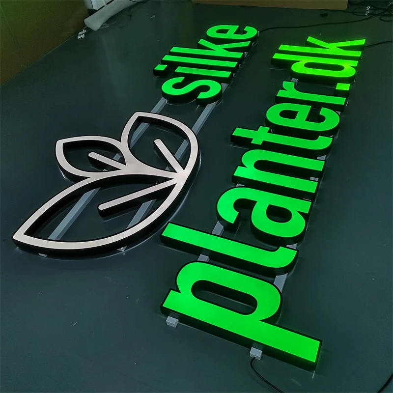 Custom Acrylic Logo,Stainless Steel Channel Letter Sign,Front Light Letters,LED Lightbox,Back Light Number,Waterproof Commercial