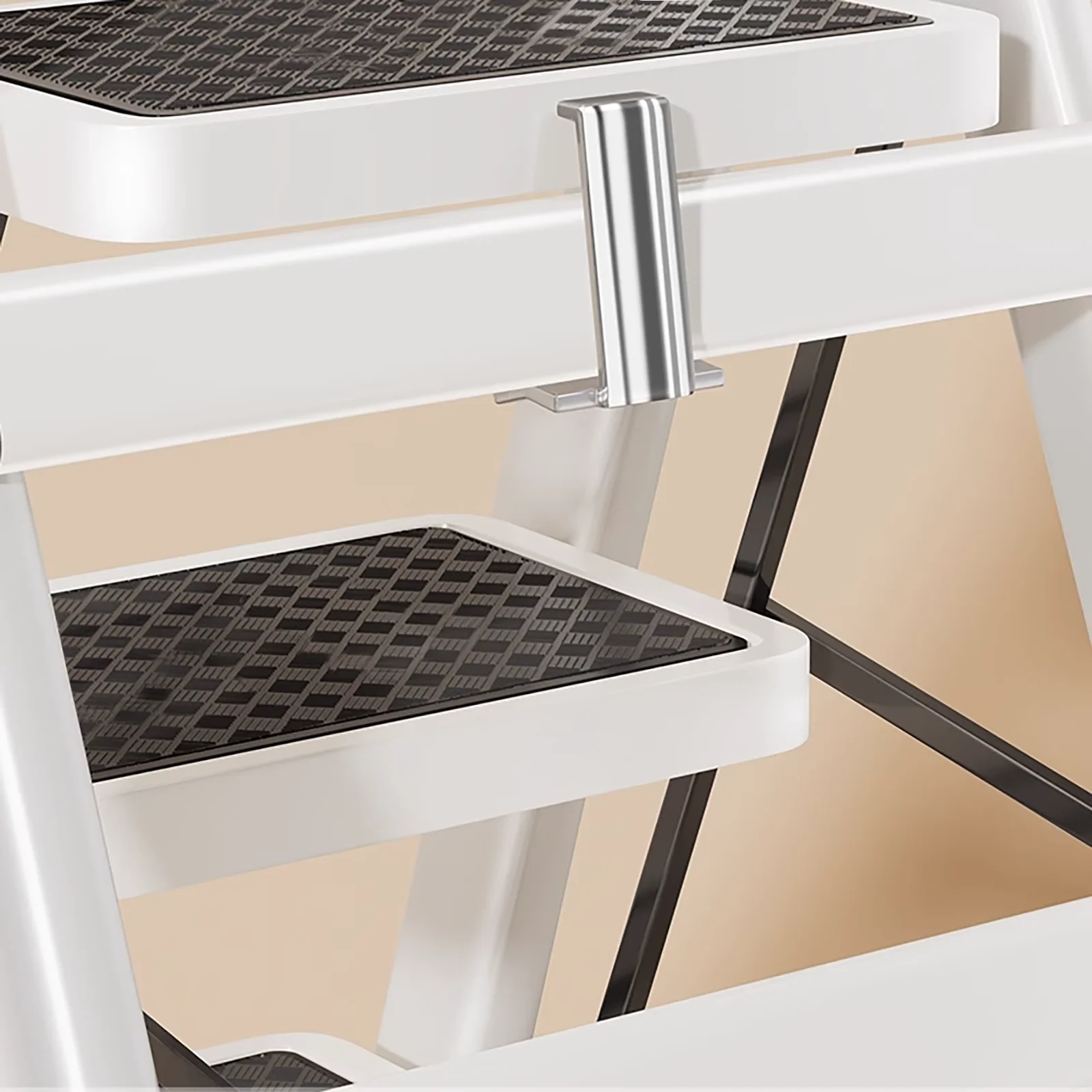 SAEIV Klappbare dreistufige Leiter, vielseitig und tragbar, aus robuster Aluminiumlegierung mit breiten Plattformstufen. – Detail 5