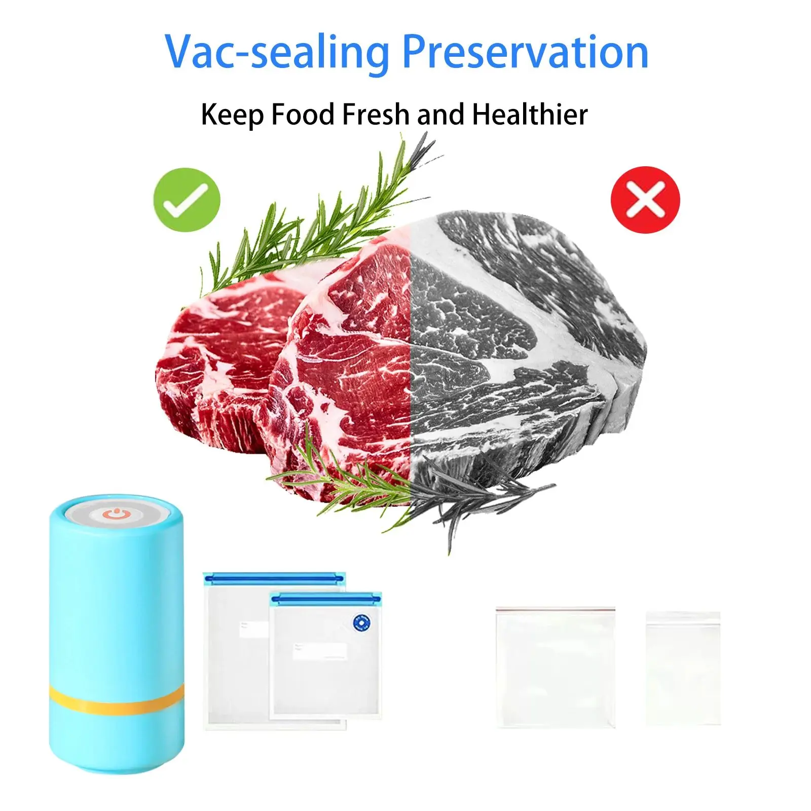 Aferidores do alimento do vácuo do agregado familiar com armazenamento largo da boca, saco resistente ao desgaste da preservação, uso para a cozinha, 21*23 cm, 26*28 cm, 26*34 cm