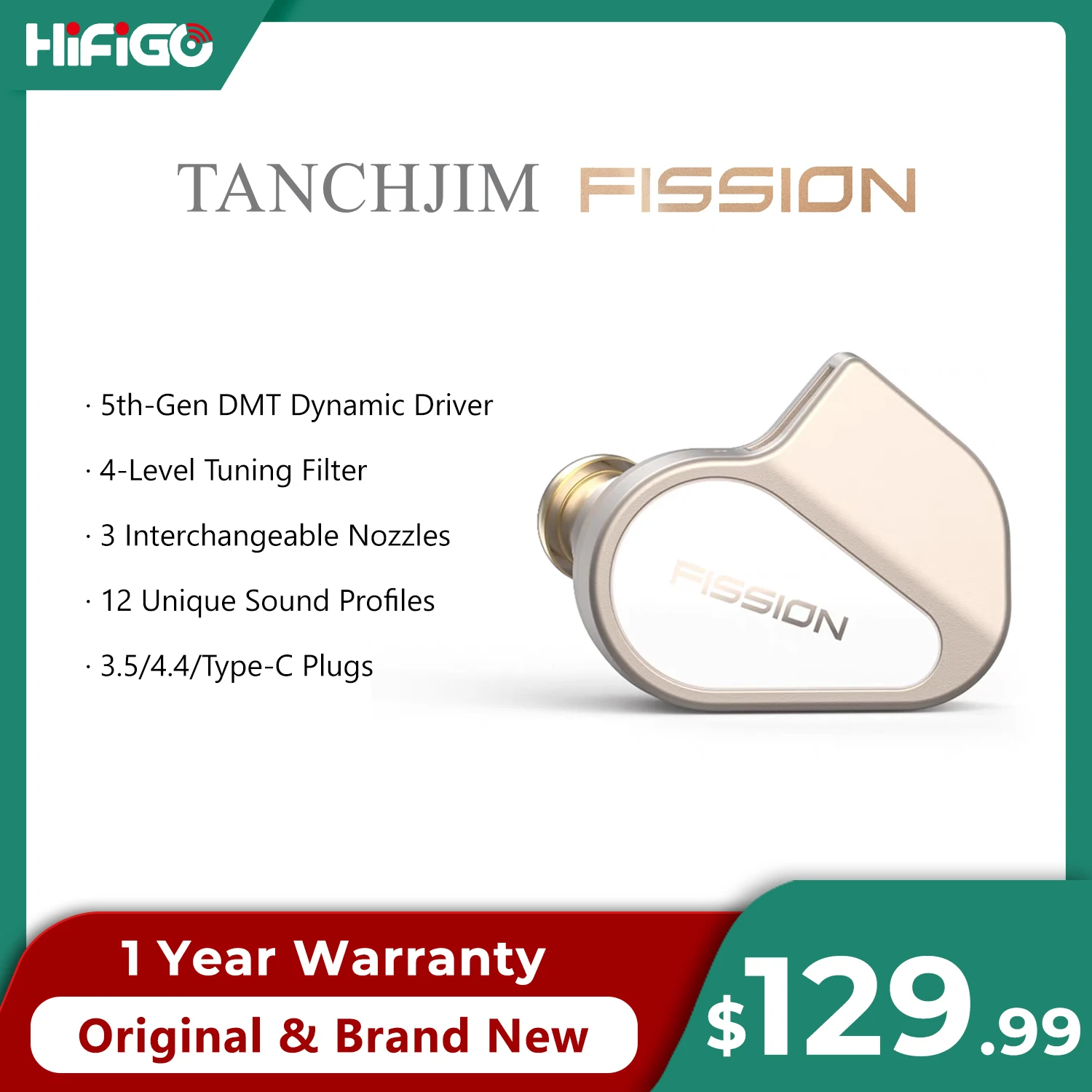 

TANCHJIM Fission 5th-Generation DMT Dynamic Driver In-ear Earphone 4 Sound Modes 12 Unique Sound Profiles 3.5/4.4/Type-C Plugs