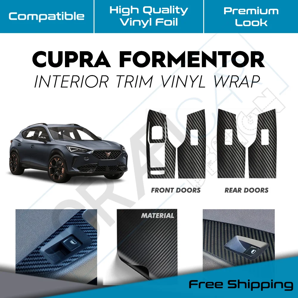 Custom Coating Set Adhesive Vinyl Foil for Cupra Formentor Custom Cut Long Lasting Difference Carbon Appearance