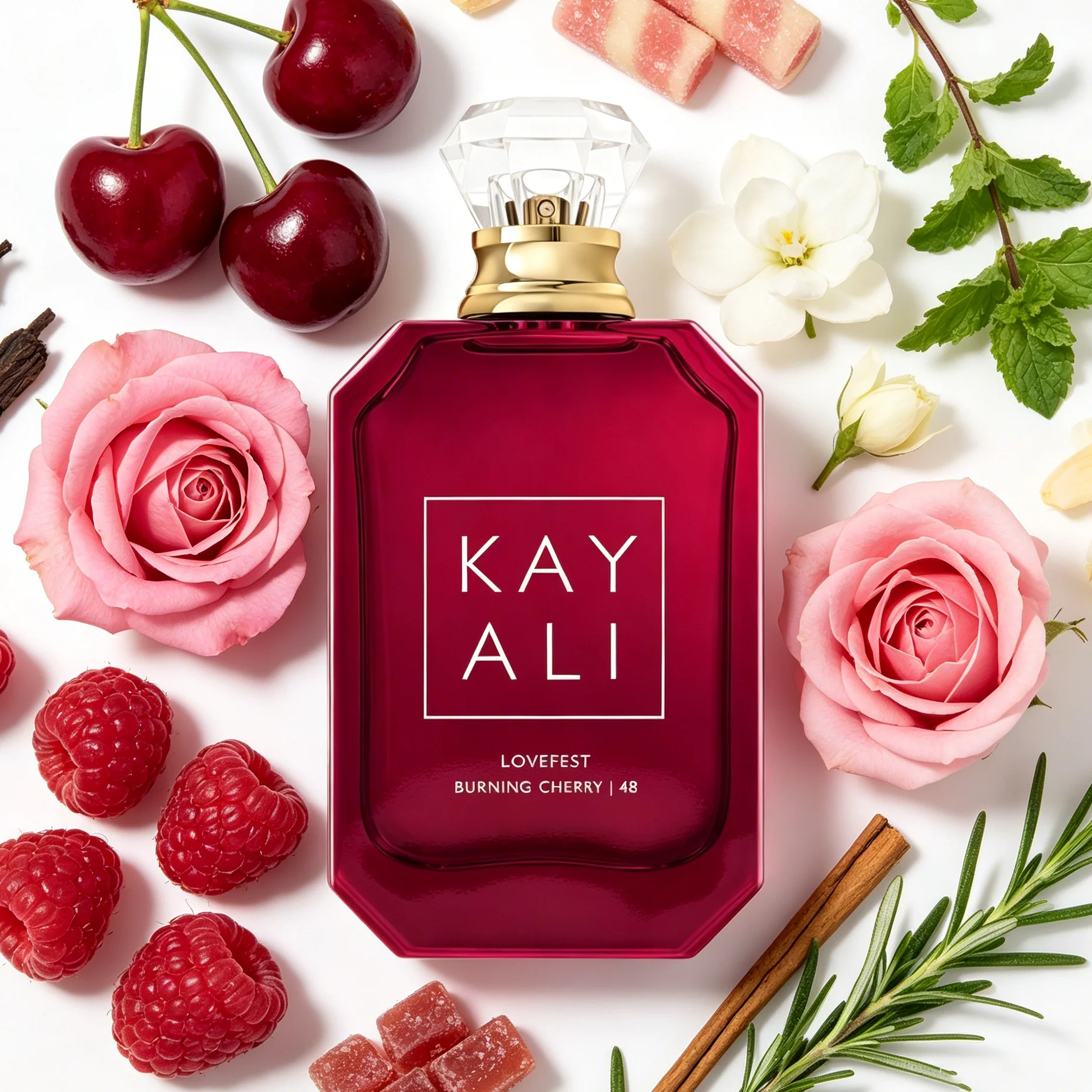48 Eau de Parfum Lovefest Burning Cherry Spray, Parfum Gourmand Fruité Intense, Parfum Signature Longue Tenue pour la Nuit et les Événements