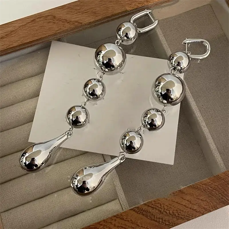 Sculptural Silver Luxury Drop Earrings