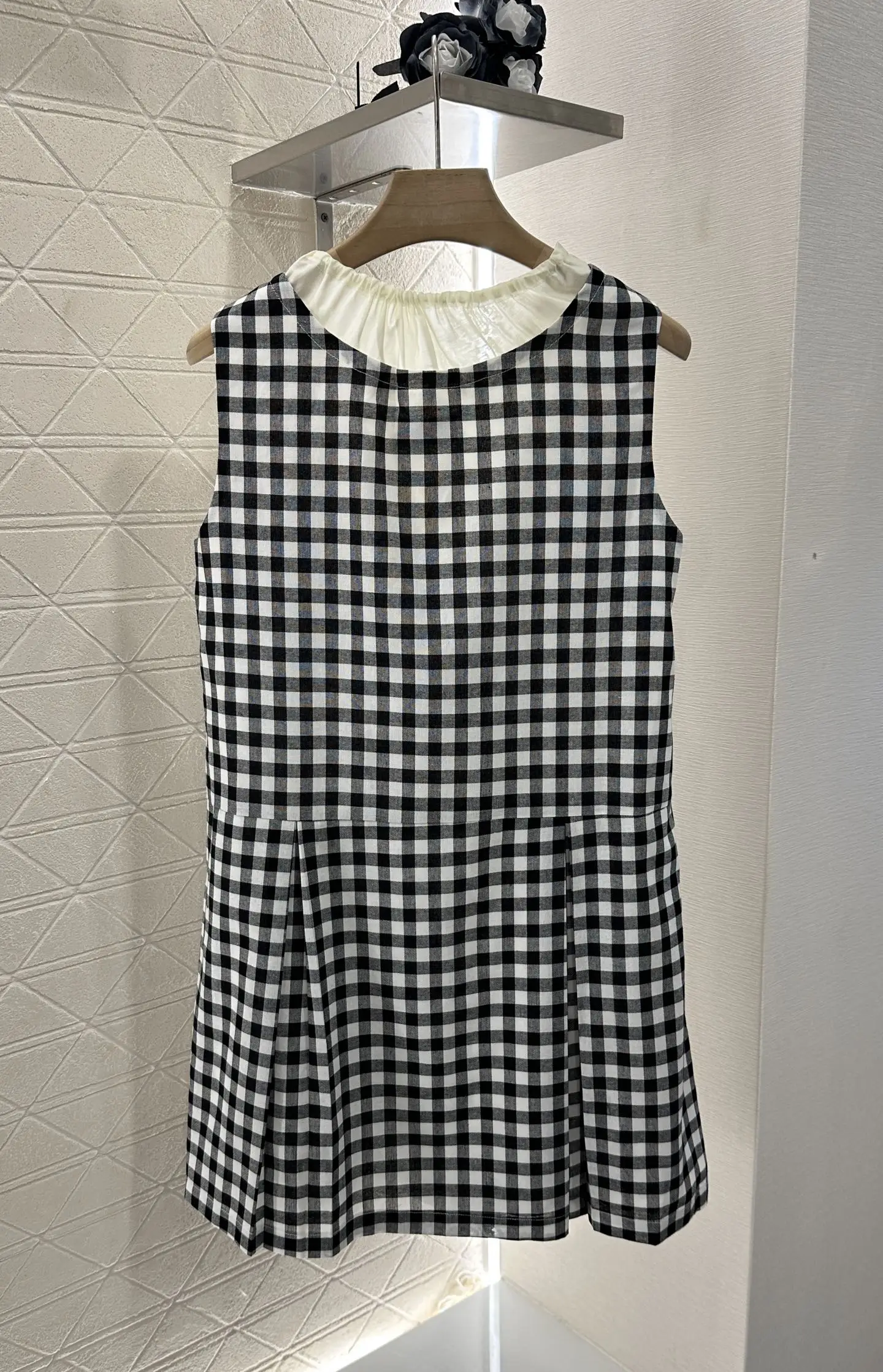 

2025 New Dress Plaid O-neck Sleeveless Cotton Fashionable Versatile Slimming Figure-hugging Spring Summer