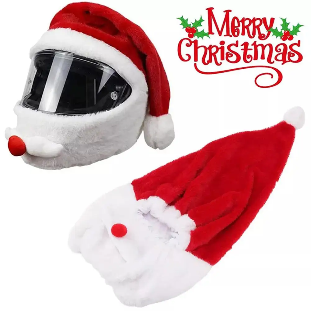 Motorcycle Christmas Helmet Cover Cartoon Santa Claus Plush Helmet Decoration Accessories Full-face Cross-section Christmas Gift