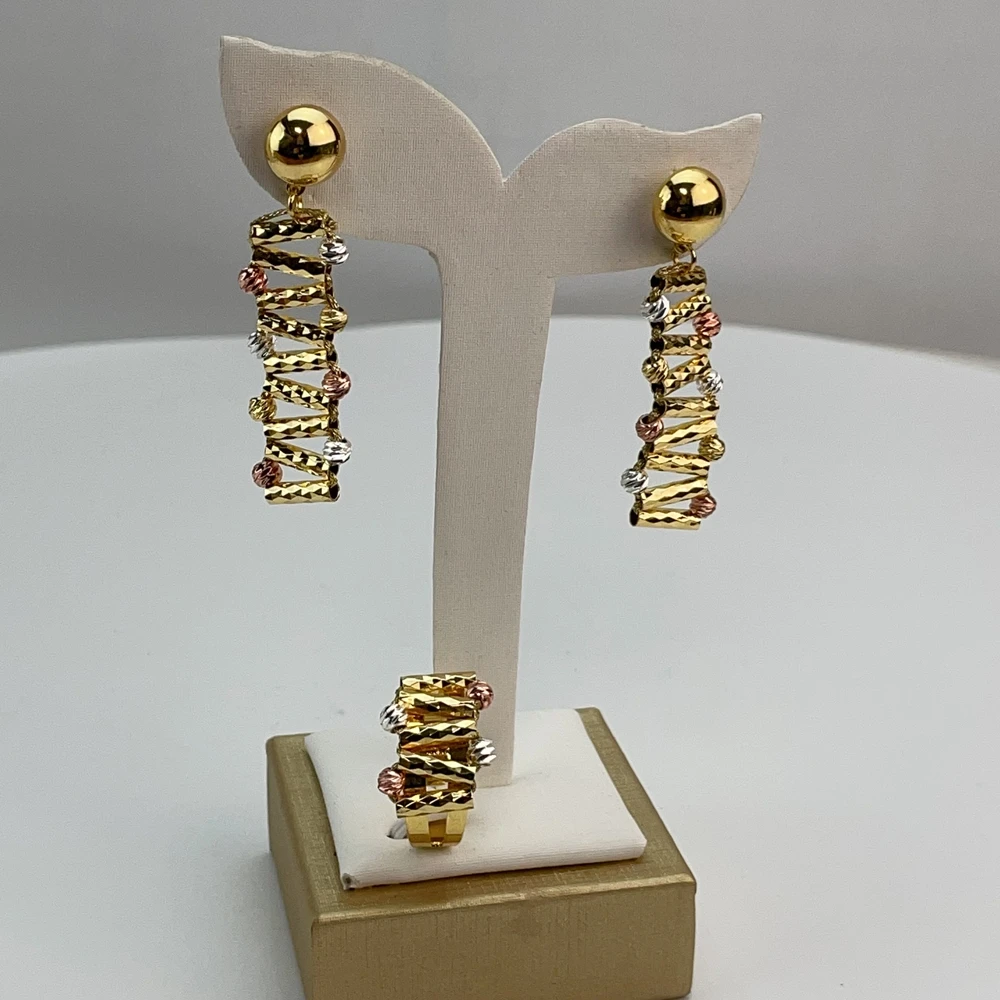 EMMA موضة دبي مطلية بالذهب الخرز القلائد أقراط خواتم مجموعات المجوهرات الجميلة للنساء هدايا مجوهرات حفلات الزفاف FHK21412 #4