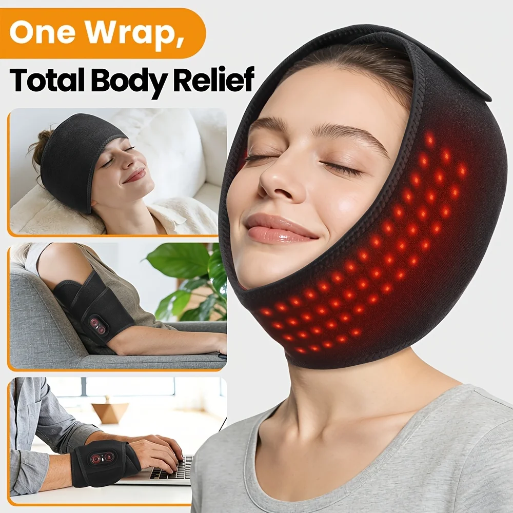 

Cordless Face Heating Wrap 5000mAh Battery 660&850nm Red＆Infrared Therapy Belt for Neck Chin Slimming Skin Care 3 Timer Settings