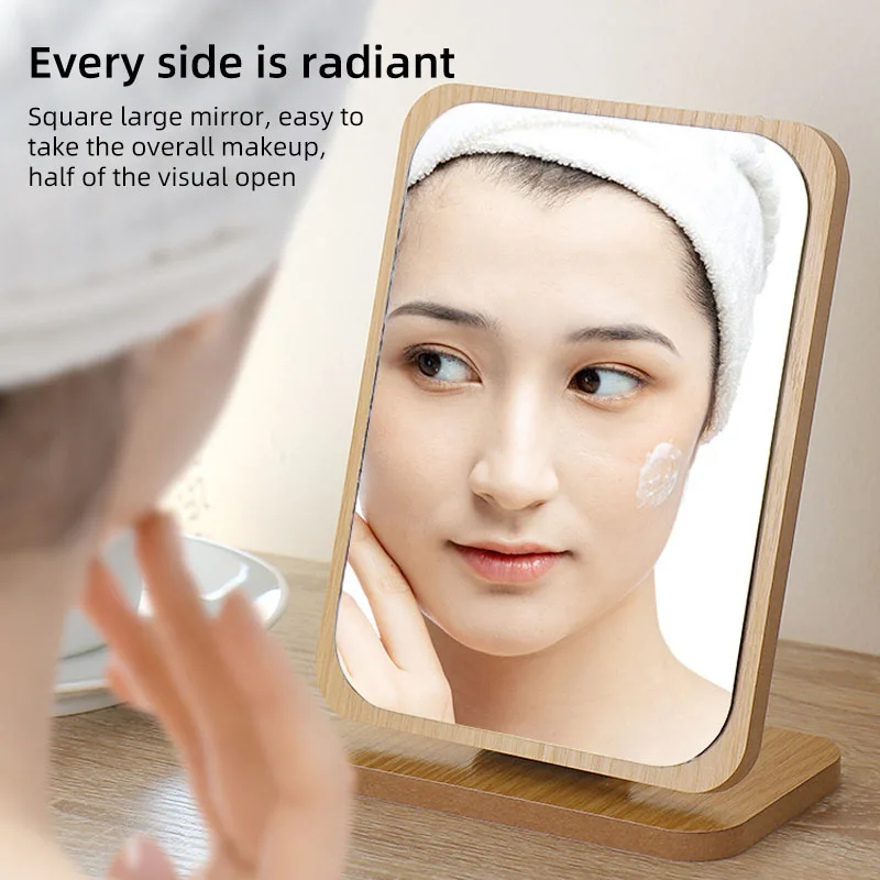 Ou Runzhe desktop makeup mirror dressing table wooden single-sided beauty mirror student dormitory bedroom desktop mirror