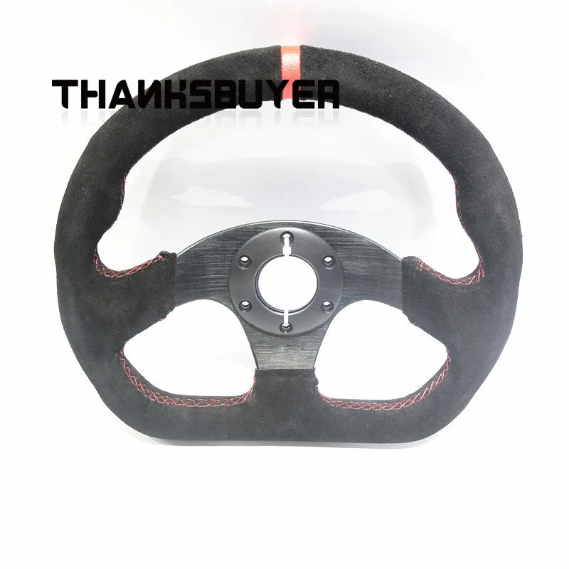 Yellow Red Ring Automobile Modification RC Velour Leather 13-inch 320mm D-Type Flat Racing Drift Steering Wheel