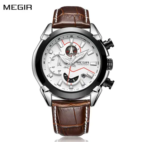 MEGIR Men Watches Fashion Chronograph Men's Quartz Sports Wristwatch Waterproof Luminous Clock Gift for Man Relogio Masculino