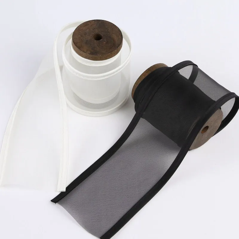 6cm Plain Satin Edge Organza Ribbon White Black 60mm 10Yards For Bow Material Handmade Crafts Hair Ornament Collar Cloth Sewing