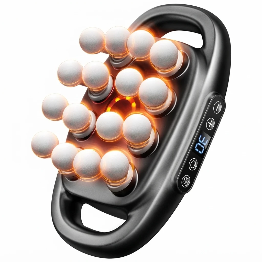 16 Heads Electric Massage Gun with Digital Display Screen Cordless Deep Tissue Percussion Muscle Massager 25W Powerful Handheld Body Relaxation Device Type-C Rechargeable