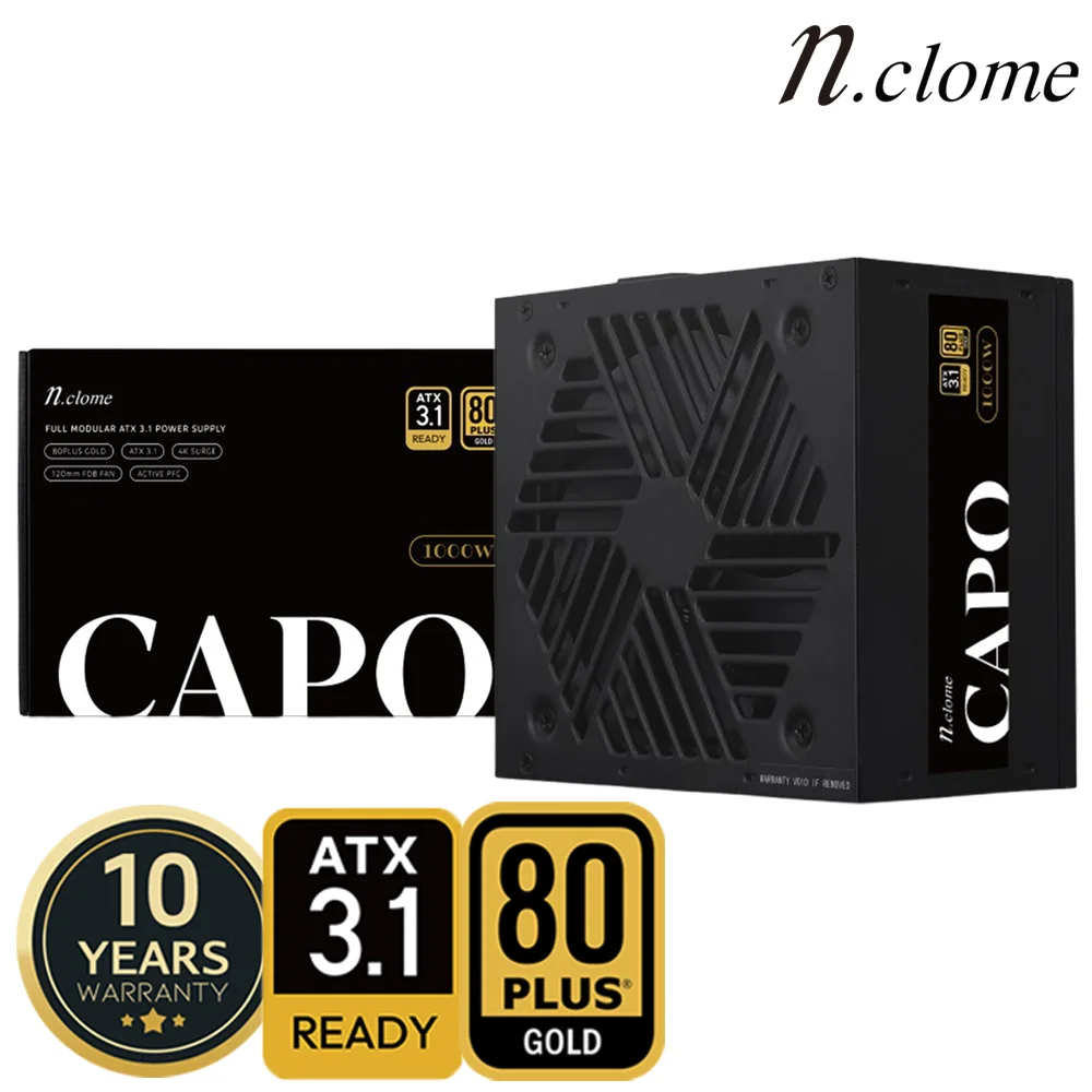 Enclom CAPO 1000W 80PLUS GOLD Full Modular ATX 3.1 Black Power Computer Power Supply