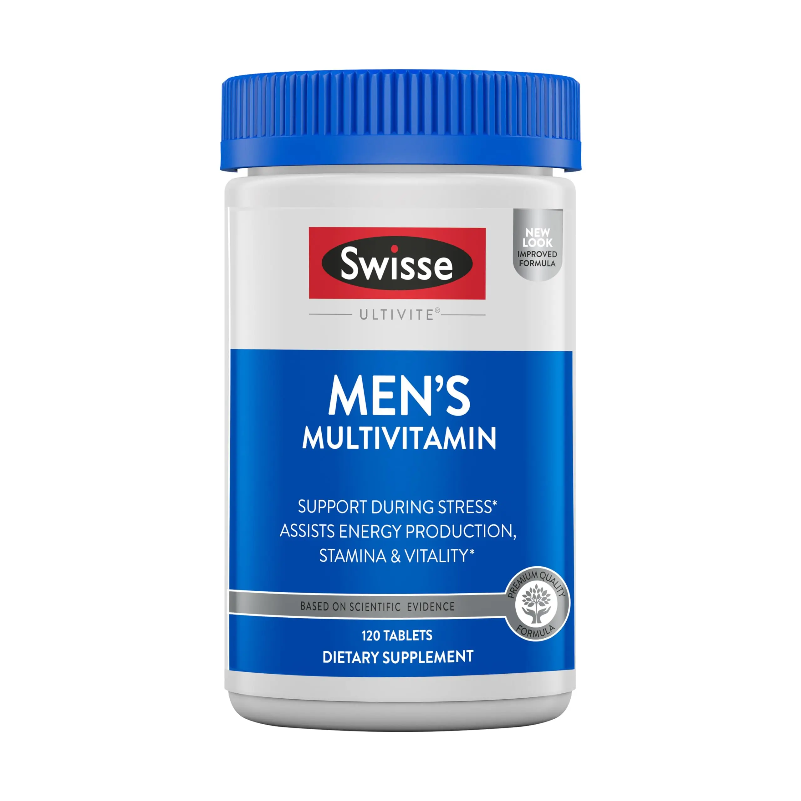 Swisse Ultivite Daily Multivitamin for Men | 50 Vitamins, Antioxidants and Minerals + Adaptogens | 120 Tablets