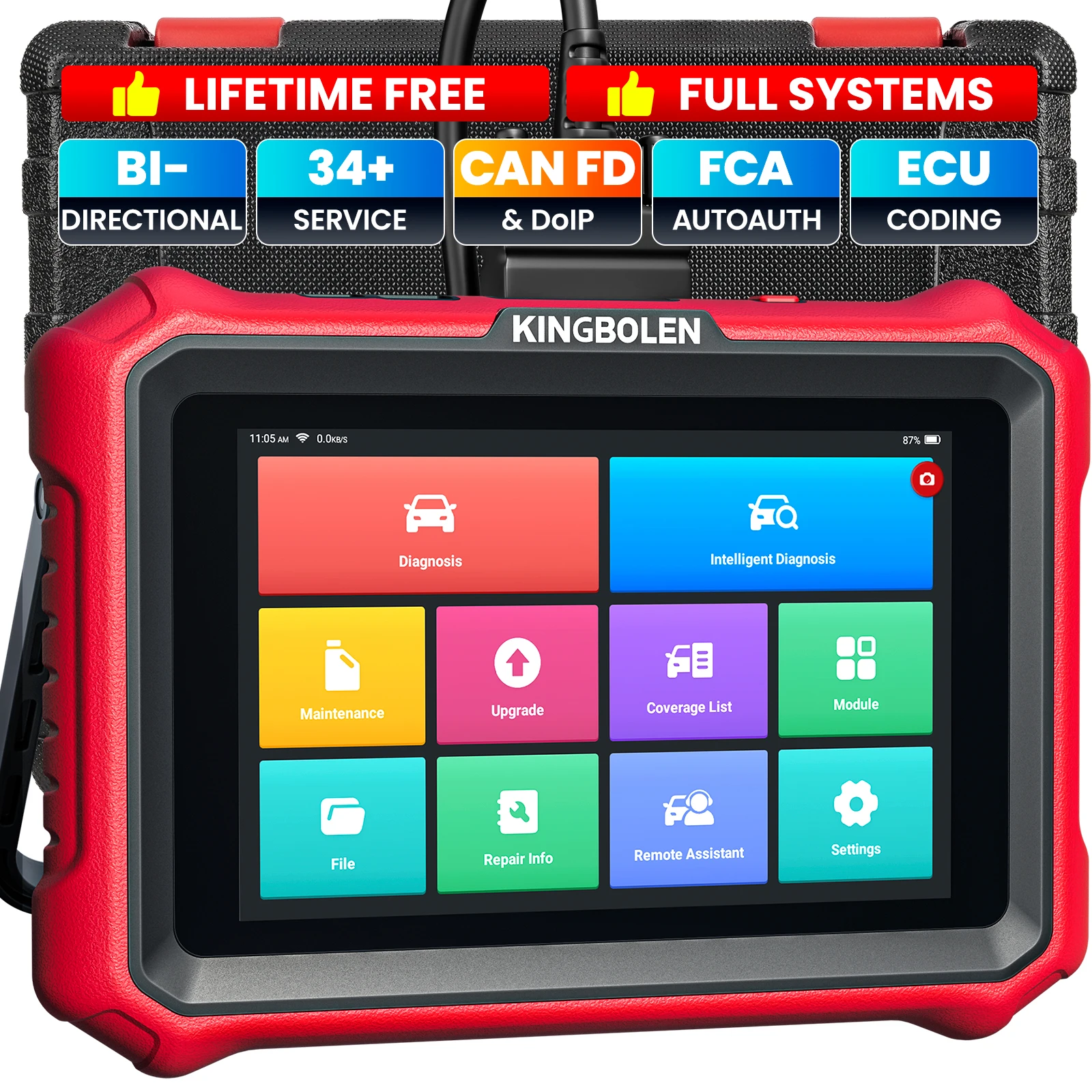 KINGBOLEN K8 Elite Bidirectionnal OBD2 Scanner ECU Coding CANFD FCA 40+ Service All System Diagnostic Tools Lifetime Free Update