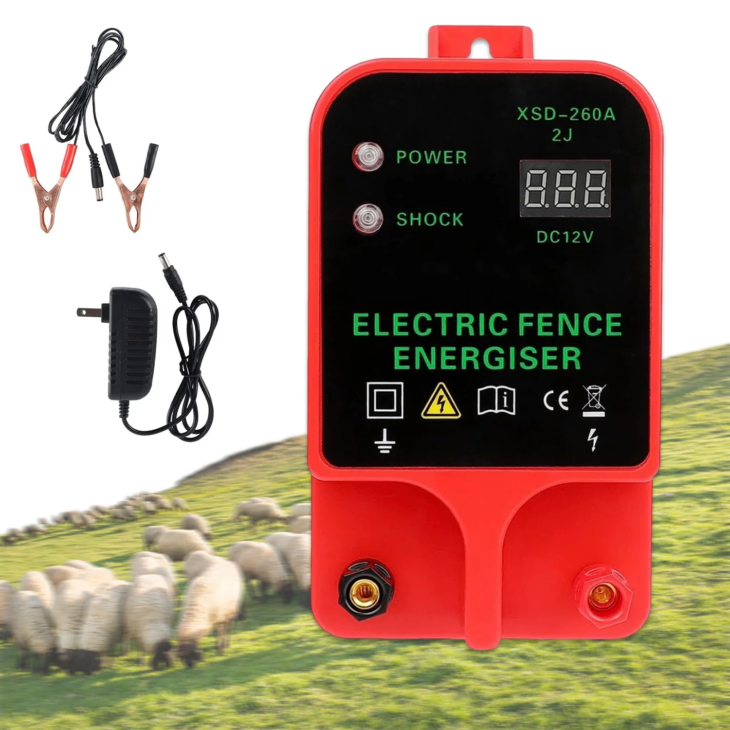 10km Farm Electric Poultry Equipments Portable Power Fence Energizer Garden Fence Accessories High Voltage Pulse Controller