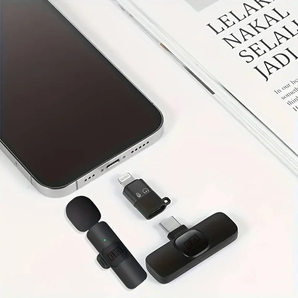 Micrófono de solapa inalámbrico Klack K8, plug & play, alcance hasta 20 m, reducción de ruido, receptor Lightning y USB-C, para videos, entrevistas y transmisiones en vivo 2