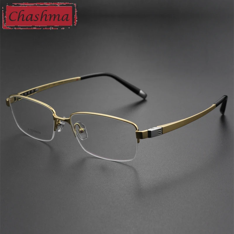 

Chashma Prescription Glasses Elegant Business Men Pure Titanium High Quality Half Eyeglasses Frames Eyewear for Recipe Lenses