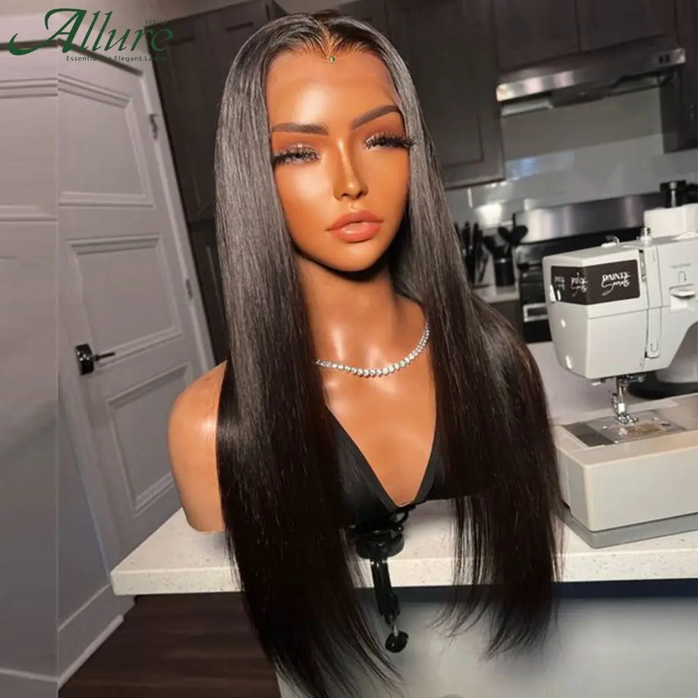 Lace Front Straight 13x4 Lace Frontal Human Hair Wigs for Blak Women 180 density Pre plucked Remy Virgin Hair Natural