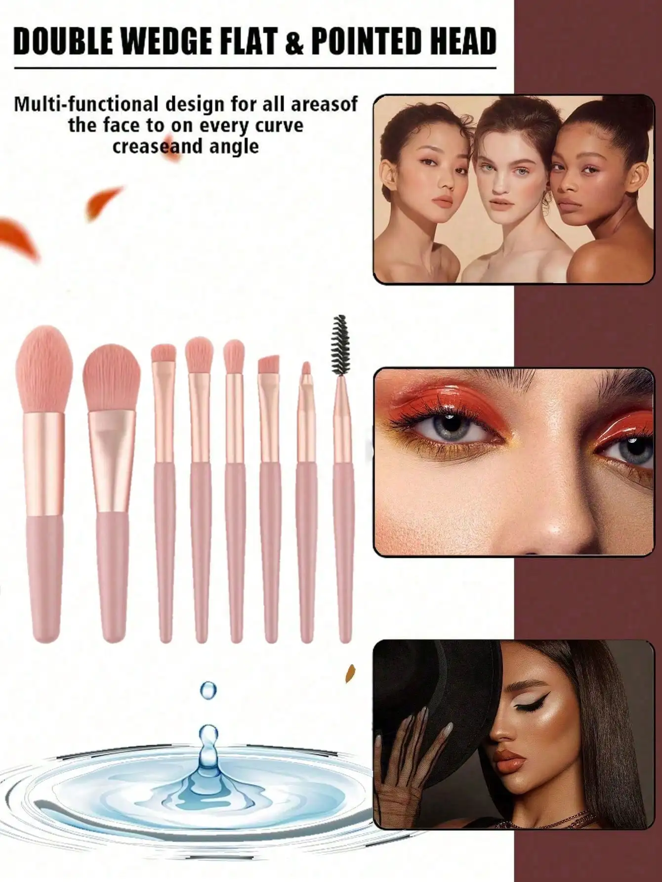 15-piece Pink Makeup Brush Set with Beauty Sponge, Headband, Wristband, and Travel Storage Bag