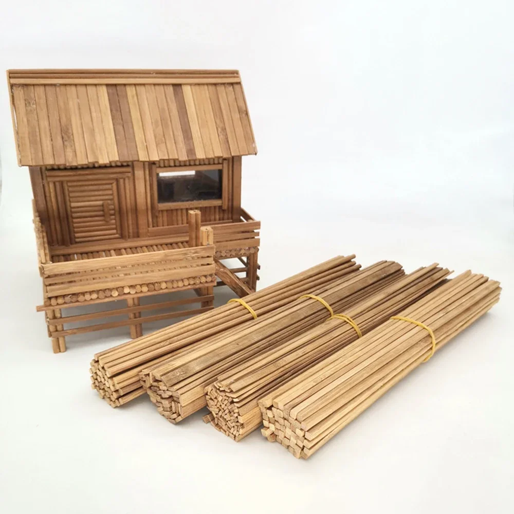 Tiges de bambou multi-tailles, 40 pièces, bâtons en bois, modèle de construction inachevé, artisanat de travail manuel