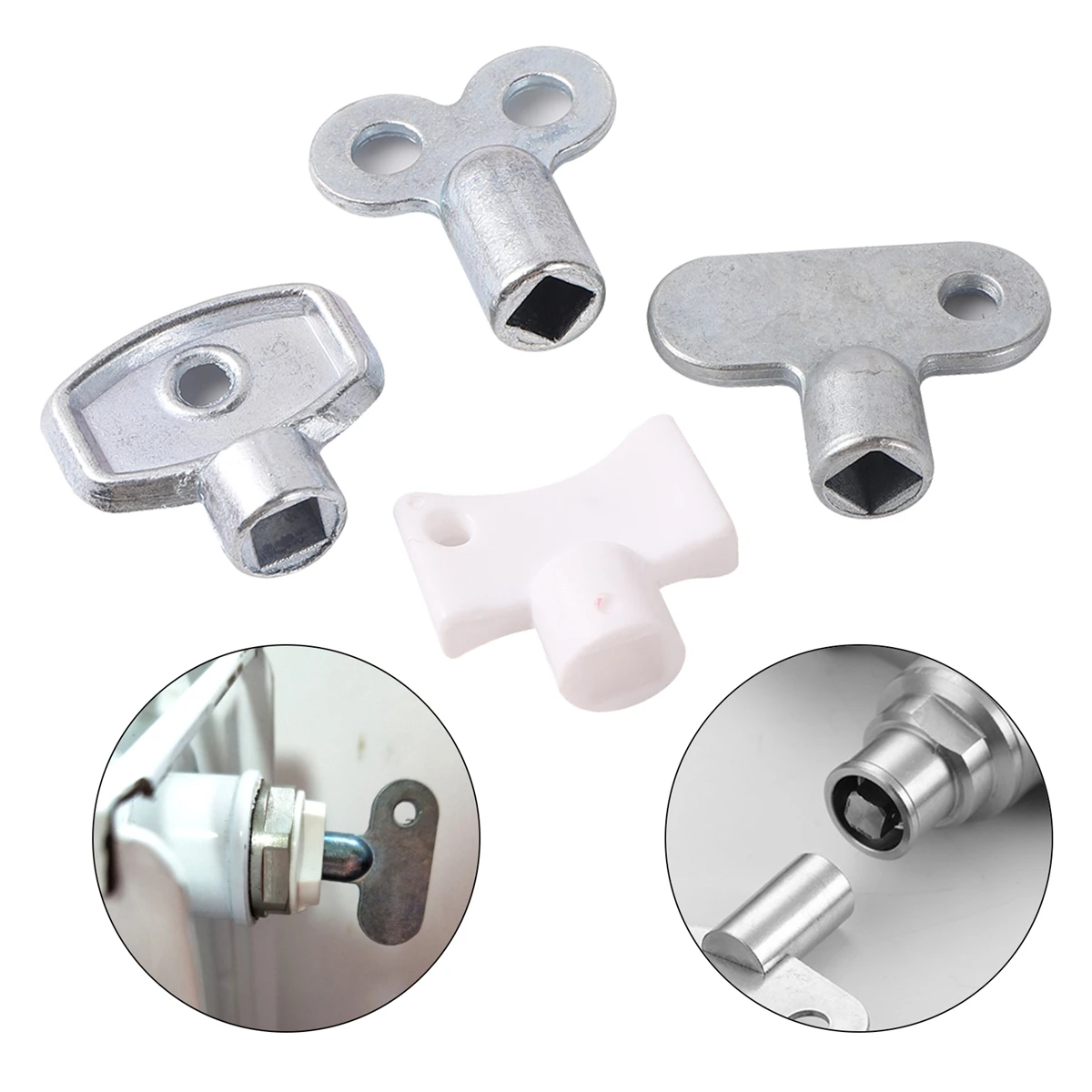 4 Kinds Radiator Exhaust Valve Key Connector Zinc Alloy Hand-Tight Exhaust Switch Square Pneumatic Valve Radiator Accessories