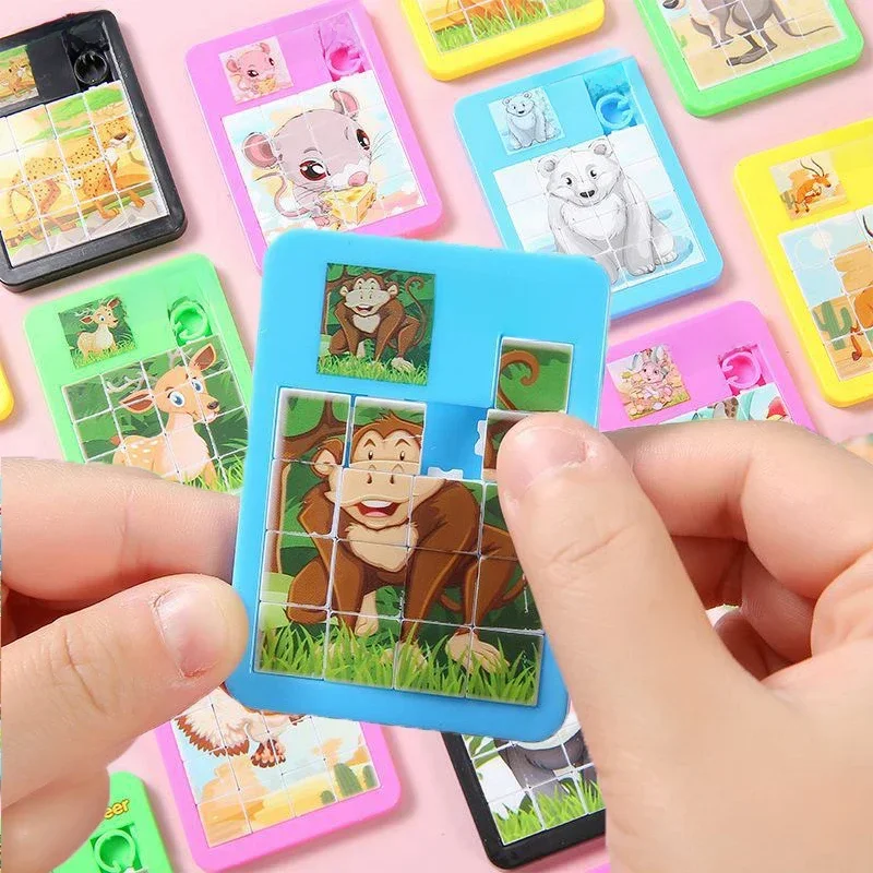 10-50 pièces 7CM dessin animé Animal Puzzle coulissant Puzzle enfants fête d'anniversaire faveurs école maternelle prix invité Goodie sac remplisseurs