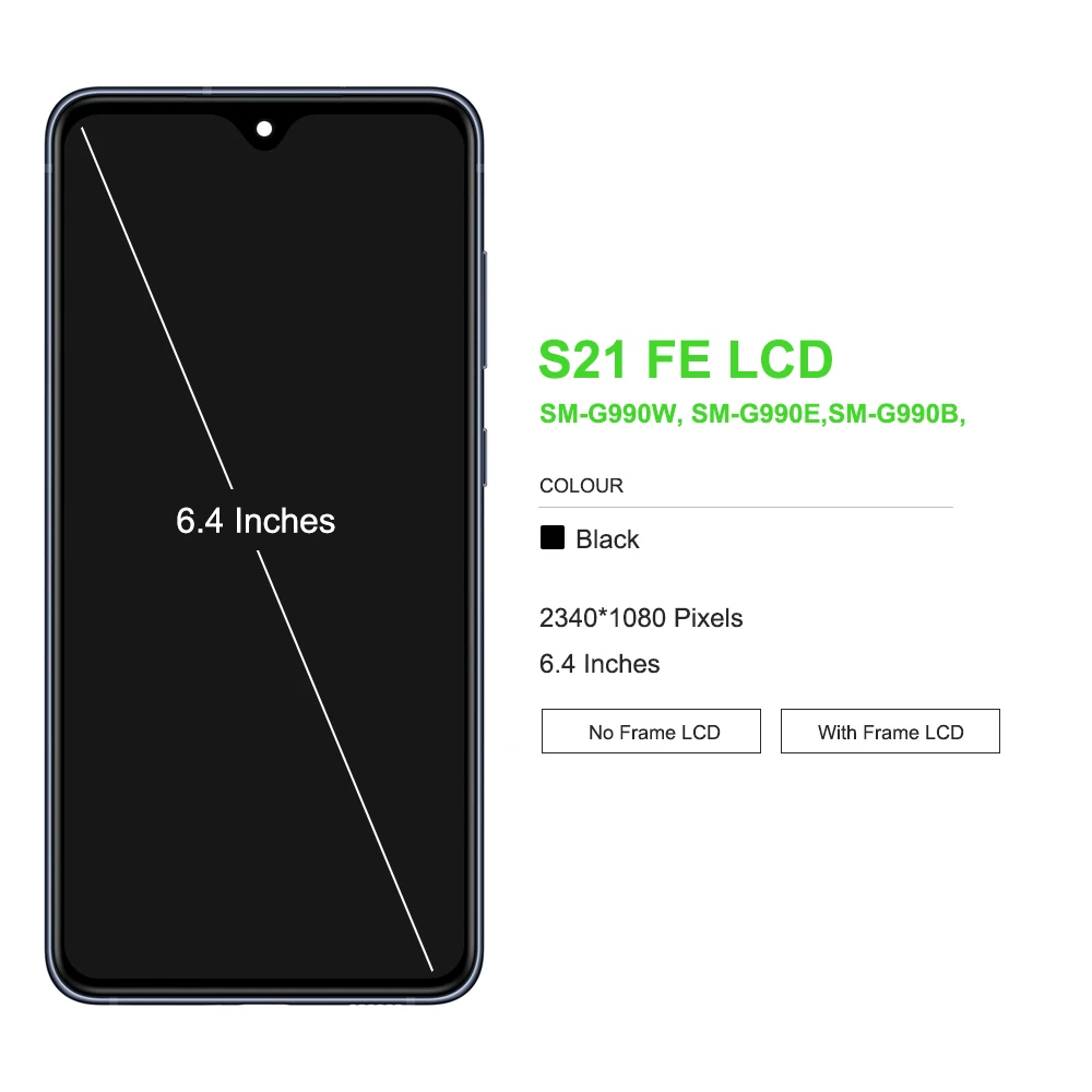 Amoled S21FE Display For Samsung S21 FE 5G lcd display +Frame G990 G990U G990B/DS G990E touch screen Digitizer Replacement