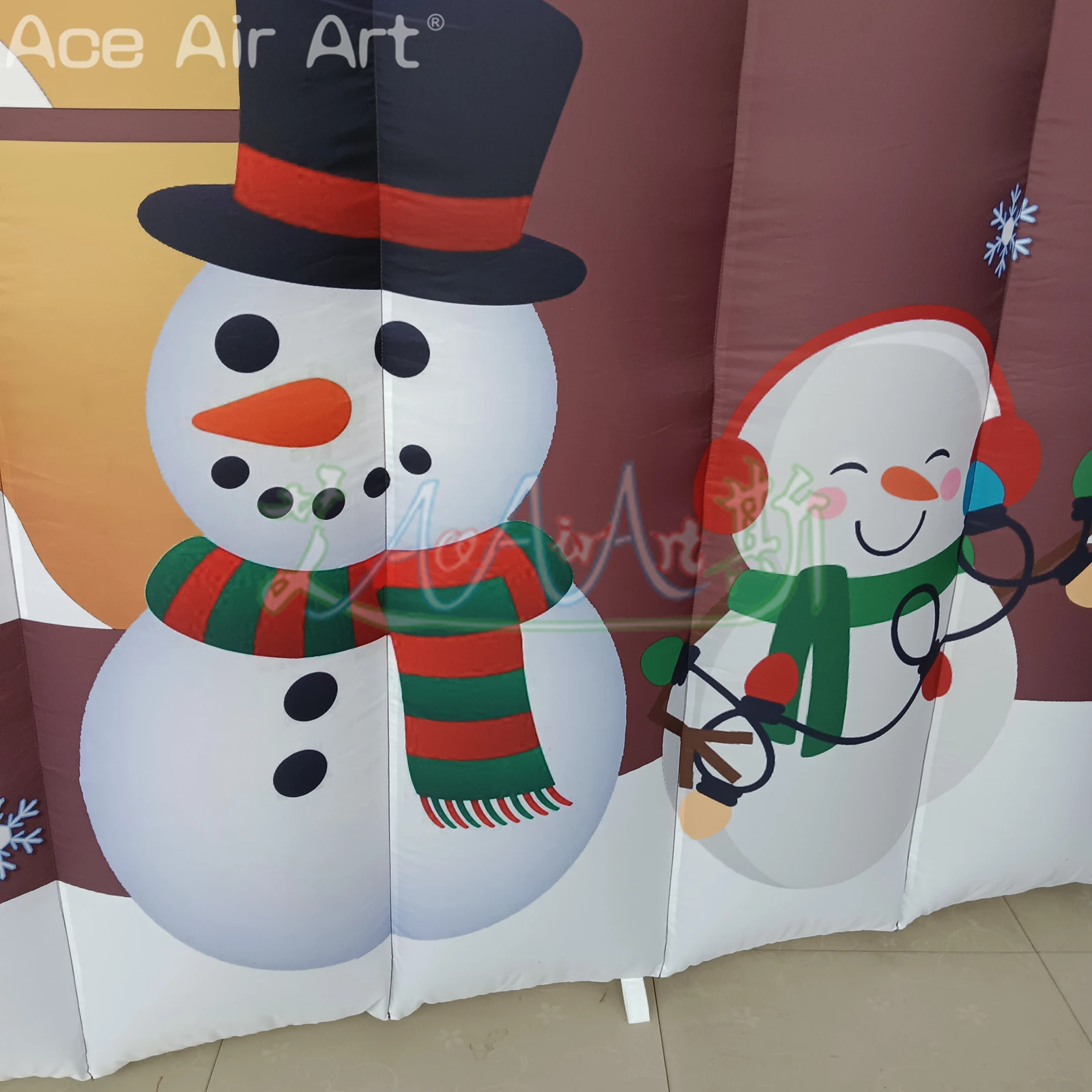 4 mW aufblasbarer Weihnachts-Wand-Party-dekorativer Hintergrund, Schneemann-Hintergrund für Weihnachtspräsentation oder Karneval, hergestellt von Ace Air Art