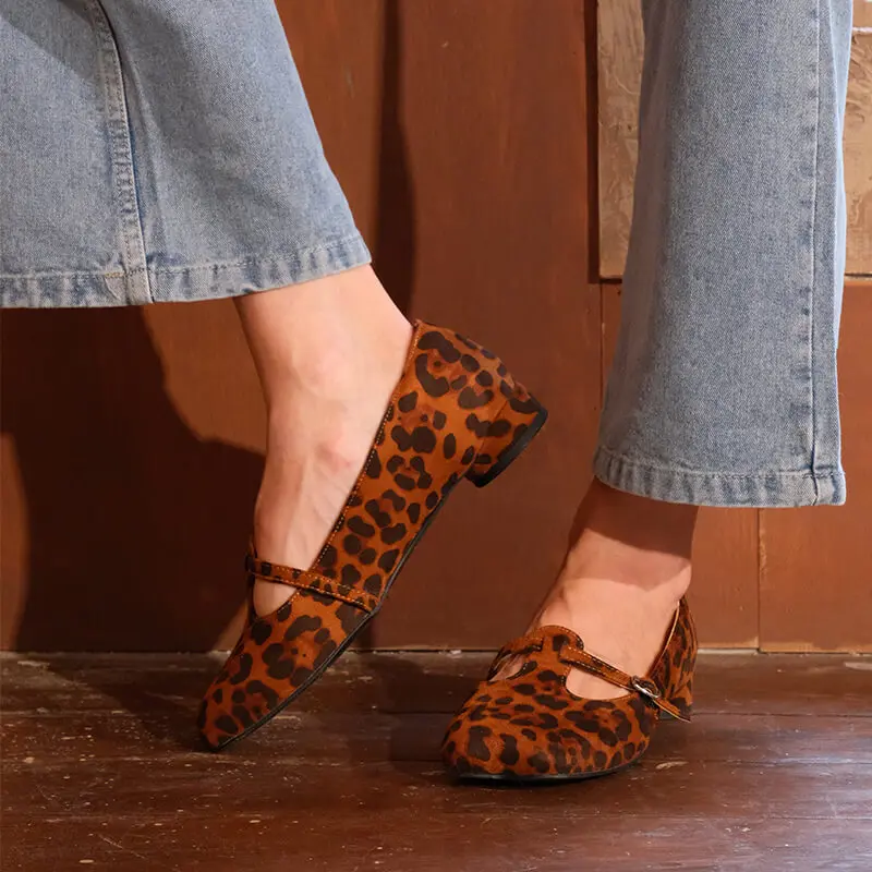 

Onlymake Women Black Square Toe Matte Flats Strap Retro Elegant Big Size Daily Flats