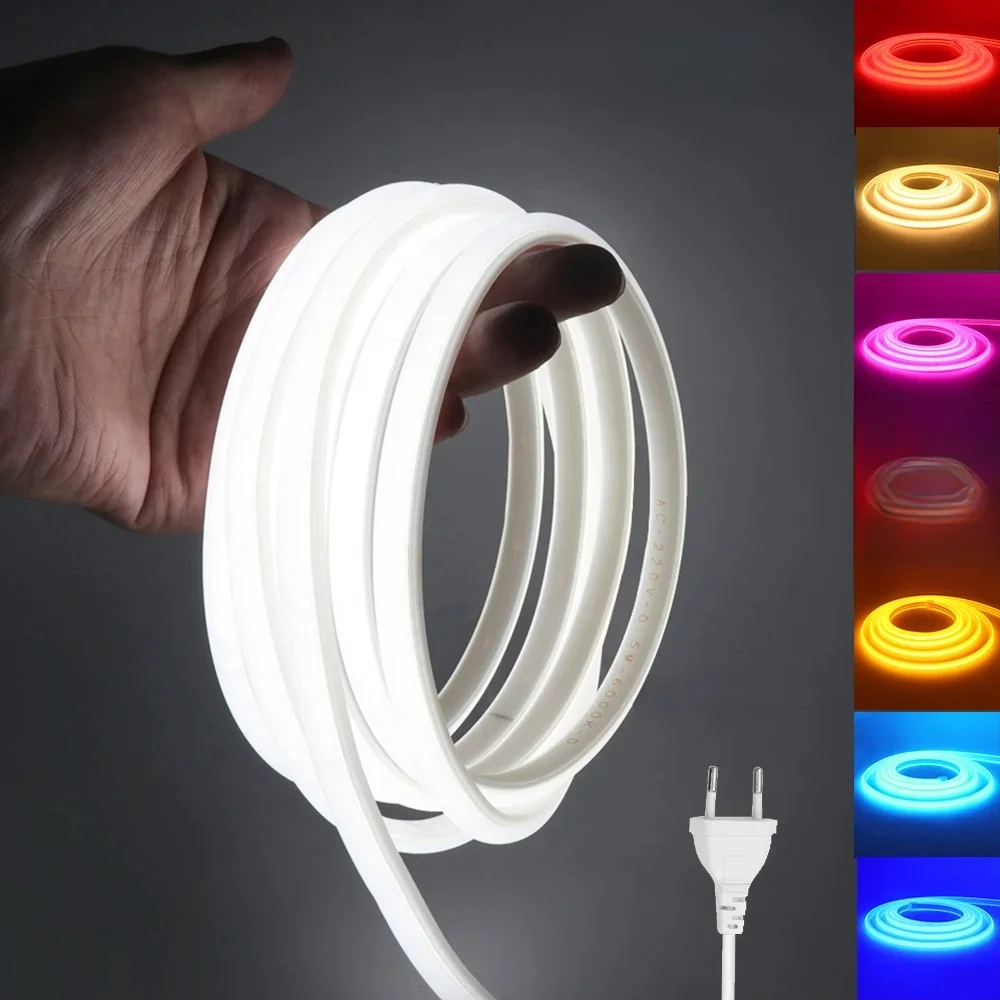 220V COB Strip Wit/Rood/Ijsblauw/Roze/Geel/Paars Waterdichte Home Decor Outdoor lamp Flexibele LED Neon Lint Licht - afbeelding 2