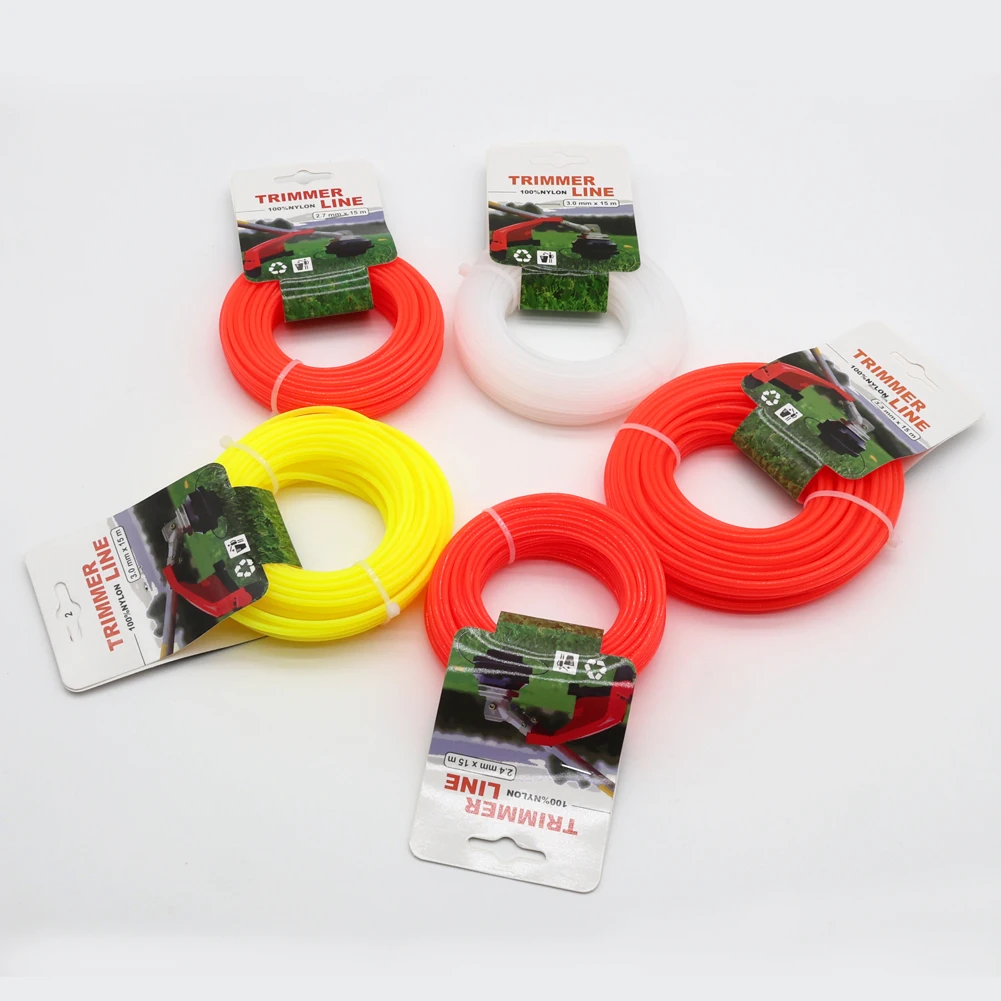 

15m*2.4mm/2.7mm/3mm Mowing Nylon Grass Trimmer Rope Brush Cutter Strimmer Line Mowing Wire Lawn Mower Accessory