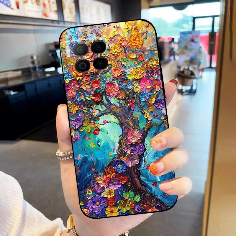 For T-Mobile Revvl 7 Pro 5G Case Flower TPU Soft Silicone Phone Cases Back Cover for T-Mobile REVVL7 PRO Colorful Painted Capa