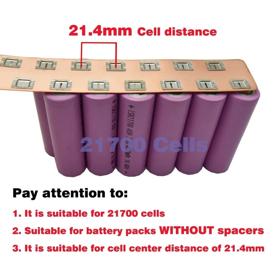 Support Custom 3PCS 0.3mm Spot Welding Firm Strong Conductivity Copper Strips 21700 2P Honeycomb No Spacer 21.4mm Copper Busbars