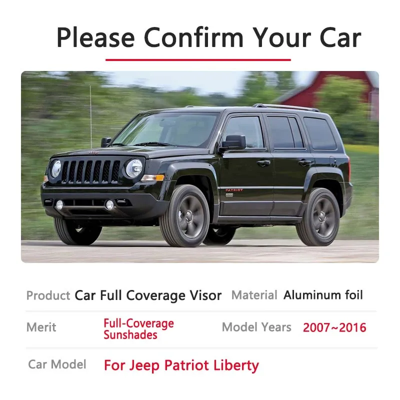 Car Full Coverage Sunshades For Jeep Patriot Liberty 2007~2016 Anti-UV Auto Accessories Window Visors 2008 2009 2010 2011 2012