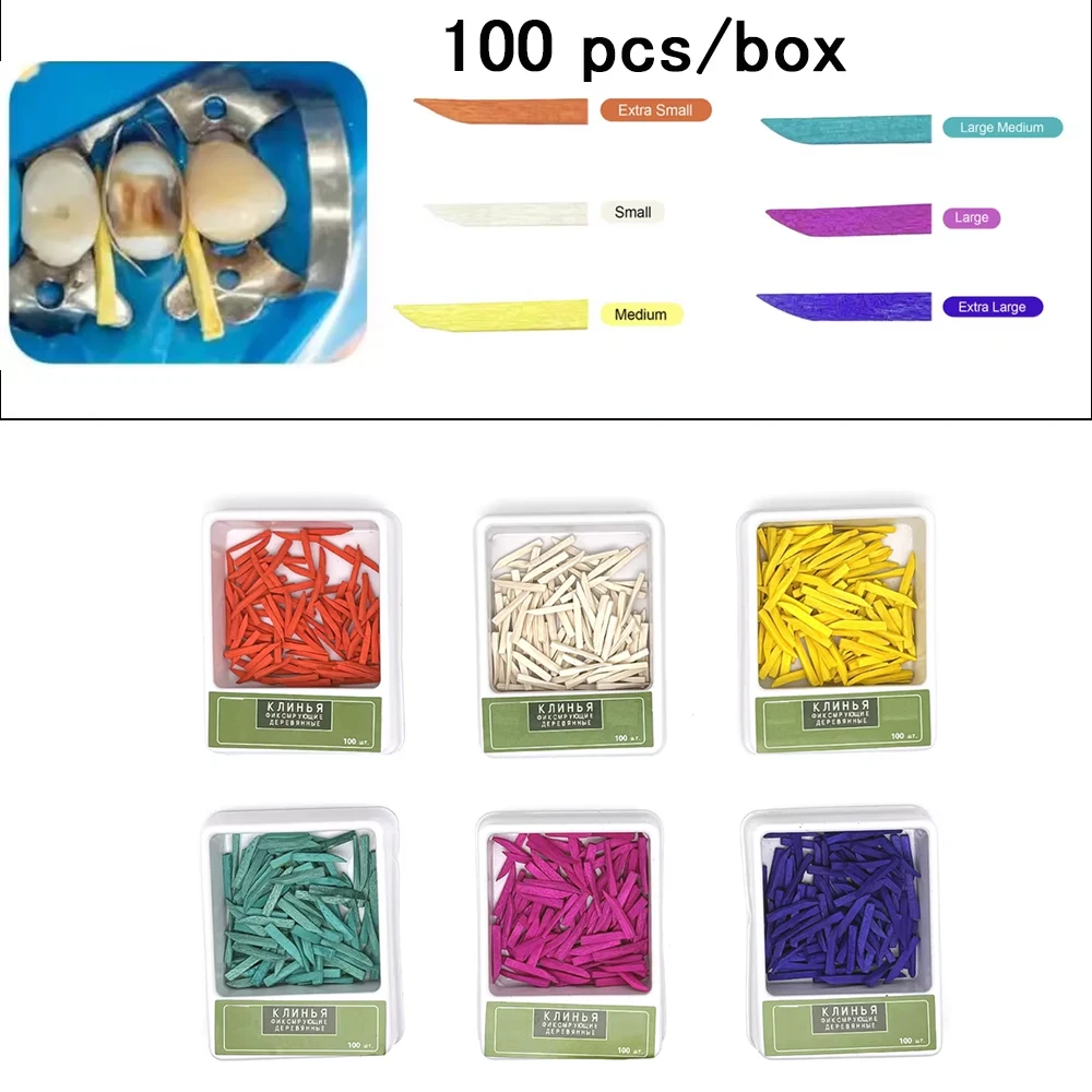 

100 шт./кор. одноразовые стоматологические деревянные клинья, межзубные изоляционные клинья для реставрации зубов и контурных принадлежностей