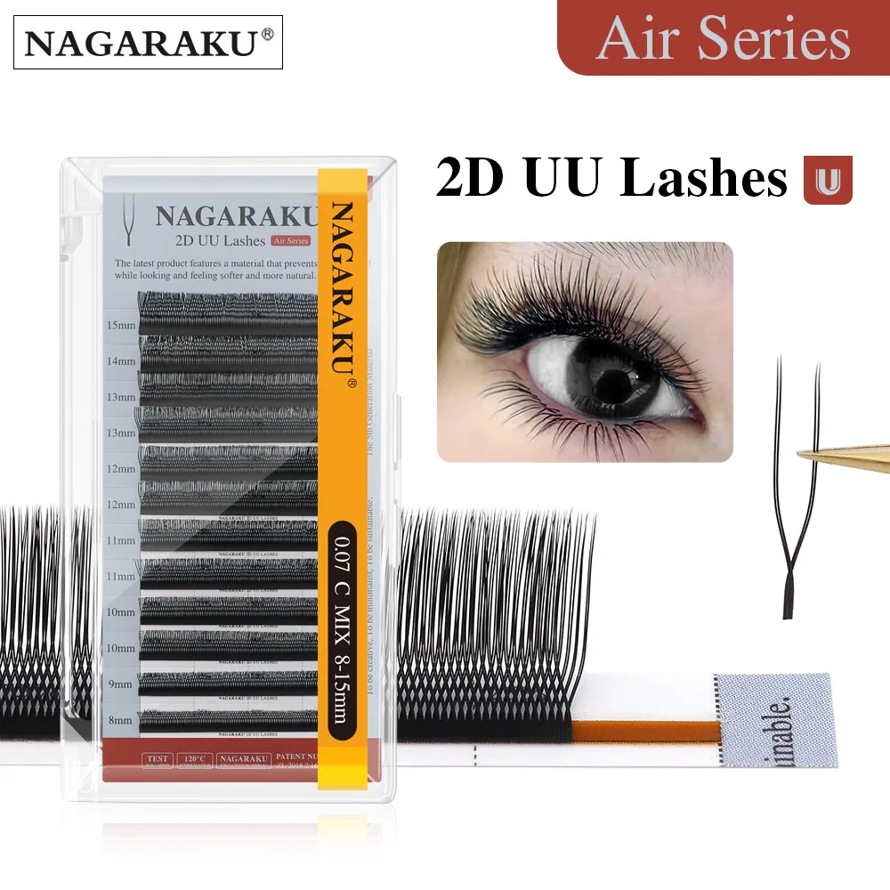 NAGARAKU U forma YY 2D UU extensiones de pestañas naturales ligeras suaves suministros de maquillaje paralelos