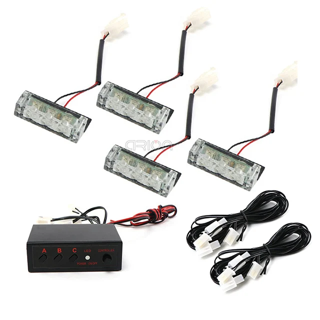 EIRUIYO 12V Auto Grille Strobe Licht Kopf 4x3 LED Mini-Blitz lampe Tagfahrlicht Polizei Notfall Warnung blinkende Signal Lichter 6x3 LED 5