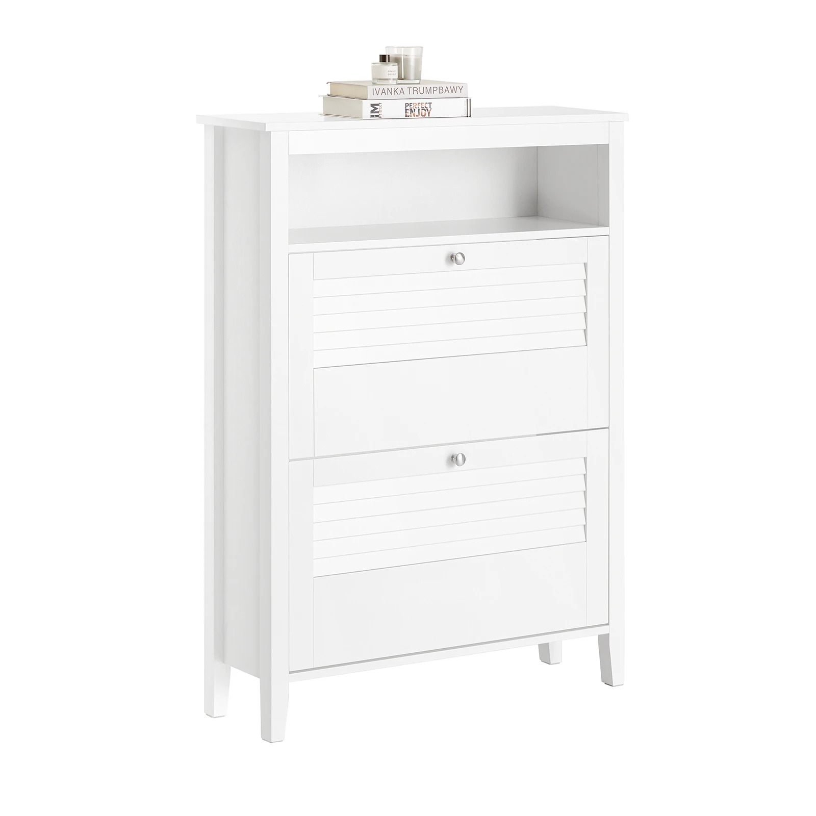SoBuy FSR152 Camión volquete de zapatos Mueble para zapatos con 2 aletas Estantería para zapatos Zapatero Cómoda para zapatos Blanco BHT aprox. 80x108x25cm