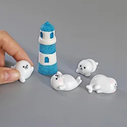 Miniature Seal Lighthouse Figurine for Home Decoration, Fairy Garden, Desktop Decor, DIY Accessories 4-5 Pcs
