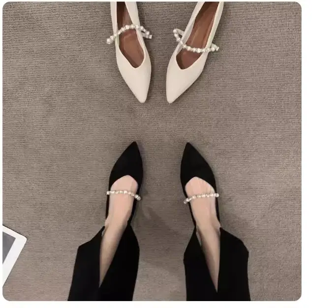 

Korean female pointed shoes flat Mary Jane shoes 2023 spring and autumn new French small fragrant wind single Shoes