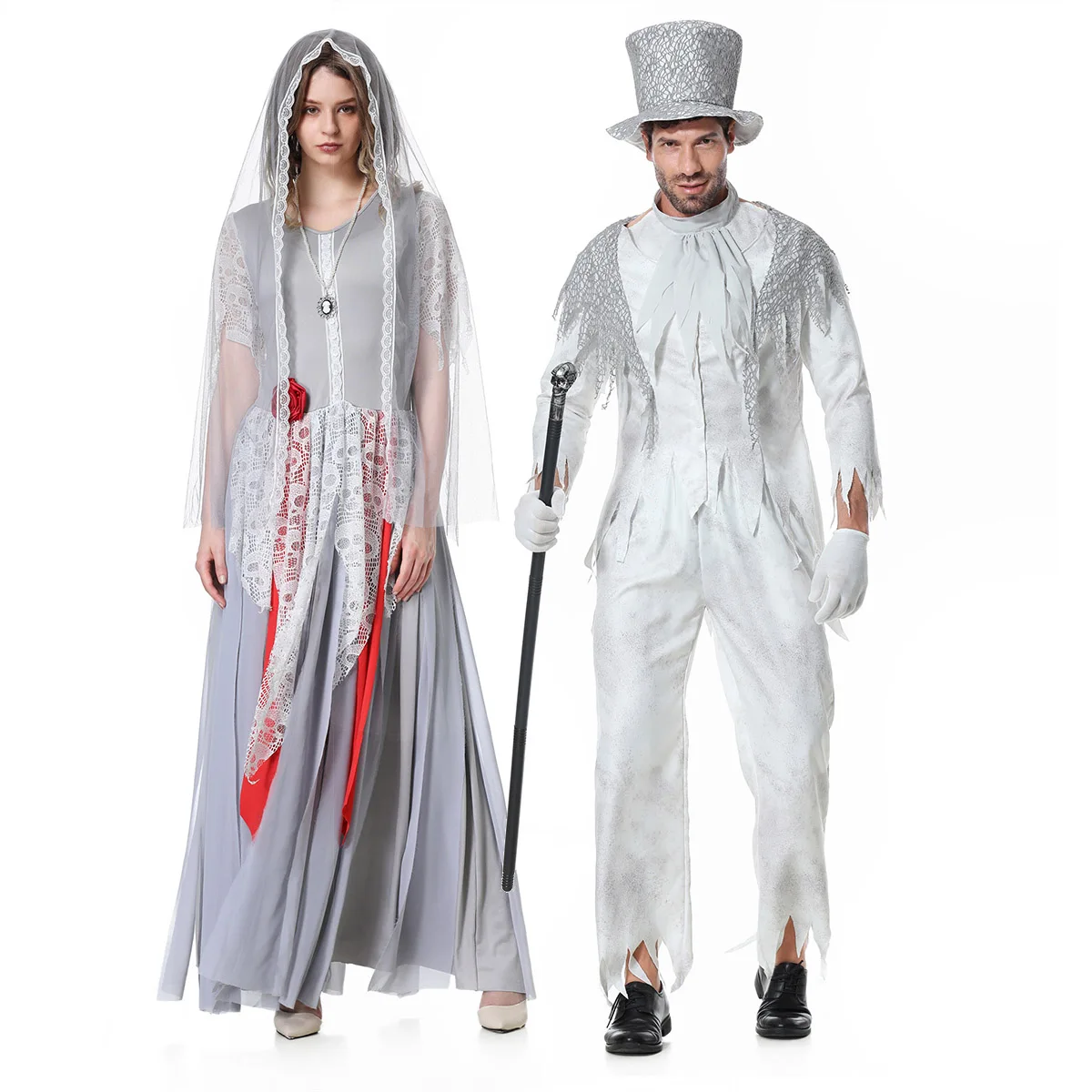 

Страшный костюм призрака для взрослых, женский костюм зомби невесты для вечеринки, Хэллоуина, костюм для пары трупа невесты и жениха