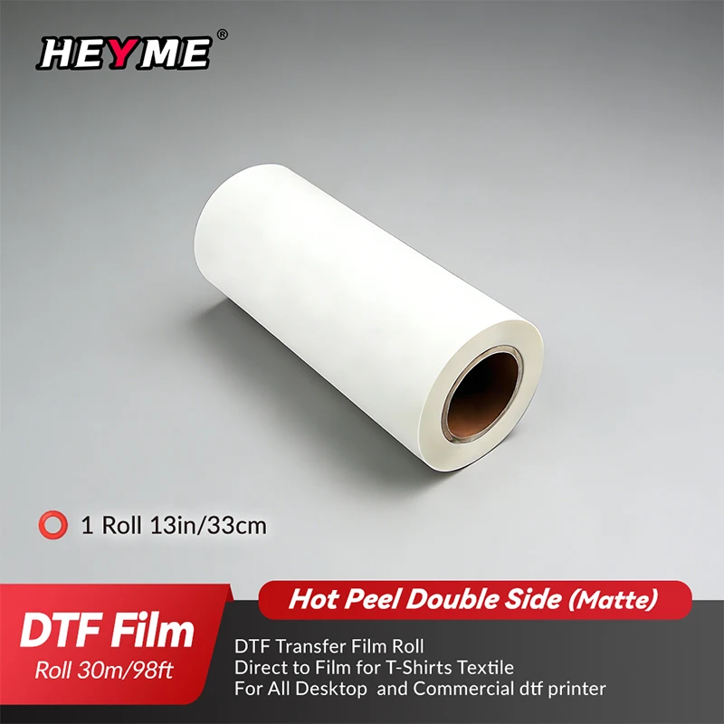 

Пленка для DTF-печати в рулонах 33 см x 30 м (13 дюймов x 98 футов), двусторонняя матовая ПЭТ-пленка для термопереноса, горячего и холодного отслаивания, для футболок и текстиля