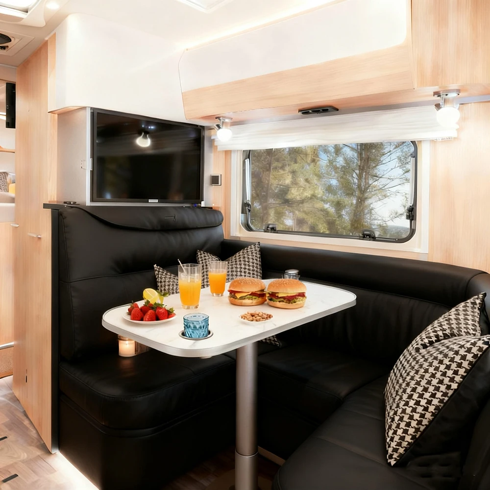 تتميز سطح الطاولة RV حاملات كوبين، سطح منقوش بالرخام، بطول 80 سم وعرض 40 سم، مناسبة للمركبات الترفيهية والتخييم واليخوت