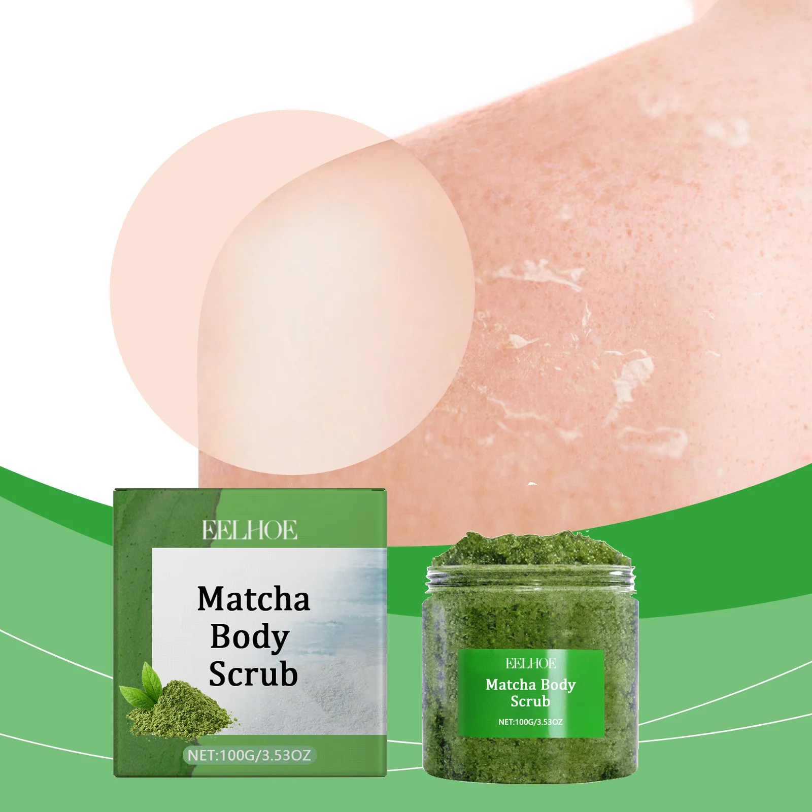 

100g Eelhoe Green Tea Sea Salt Body Scrub Exfoliate Skin Unclogs Pores Deep Cleansing Intense Hydration Reveals Smooth Skin Care