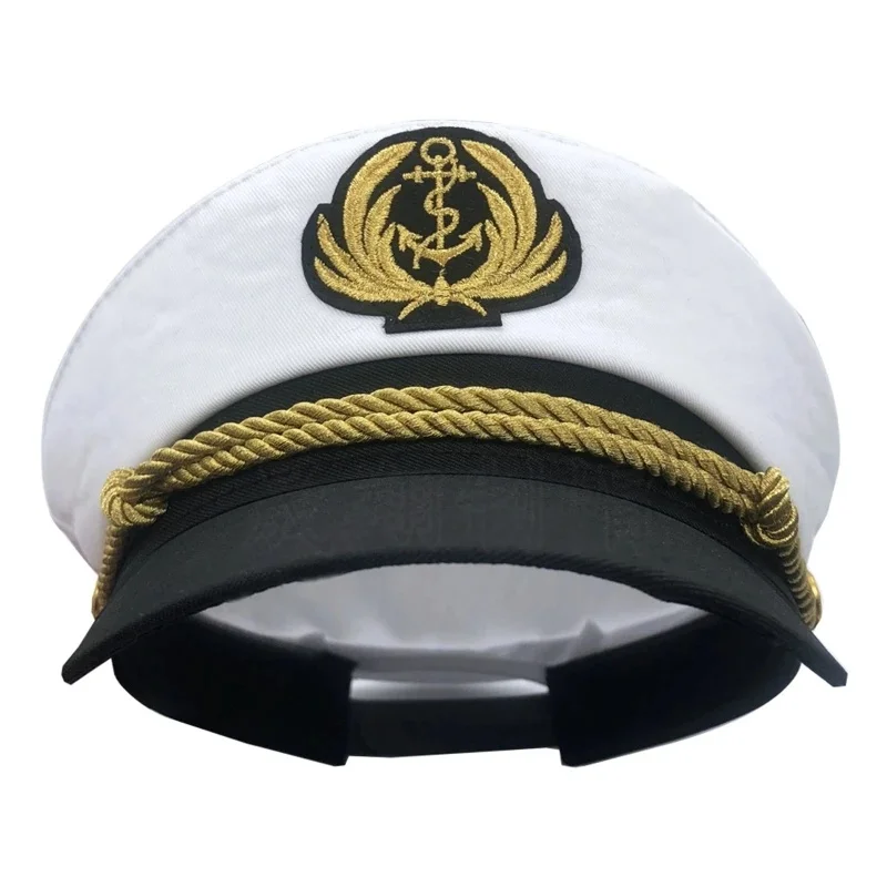 Yacht Kapitein Hoed Navy Marine Hoed Verstelbare Sailor Captain Kostuum Mannen Boot Marine Hoed Voor Volwassen Kid Mannen Vrouwen - afbeelding 2