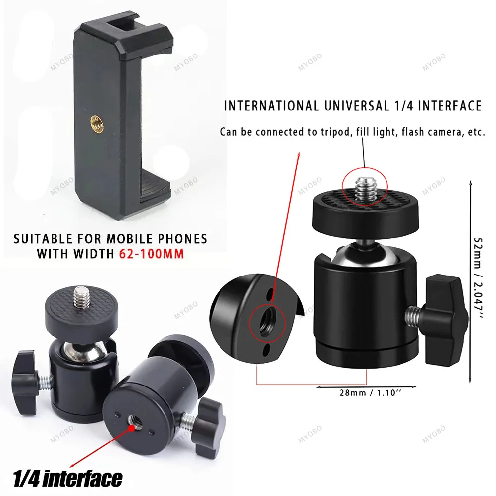 Zapata caliente 1/4 montaje en trípode adaptador de cabezal de cámara teléfono inteligente luz de vídeo LED soporte de Flash para micrófono DSLR